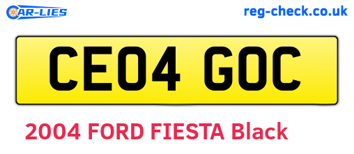 CE04GOC are the vehicle registration plates.