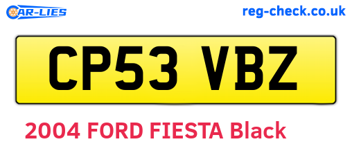 CP53VBZ are the vehicle registration plates.