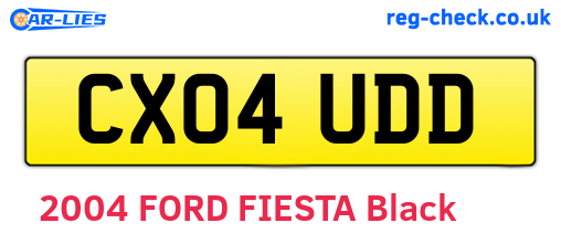 CX04UDD are the vehicle registration plates.
