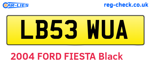 LB53WUA are the vehicle registration plates.