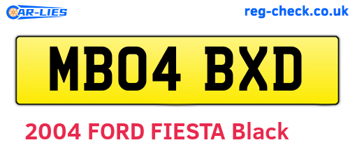 MB04BXD are the vehicle registration plates.