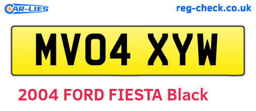 MV04XYW are the vehicle registration plates.