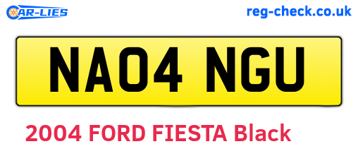 NA04NGU are the vehicle registration plates.