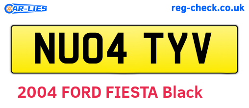 NU04TYV are the vehicle registration plates.
