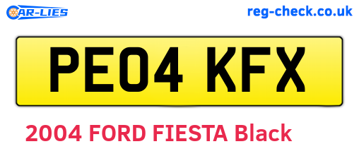 PE04KFX are the vehicle registration plates.