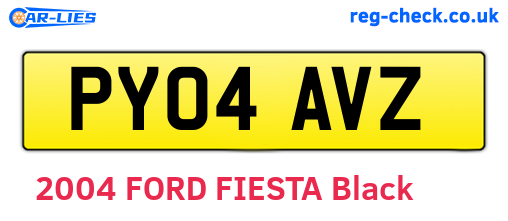 PY04AVZ are the vehicle registration plates.