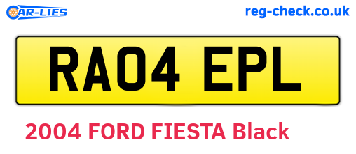 RA04EPL are the vehicle registration plates.