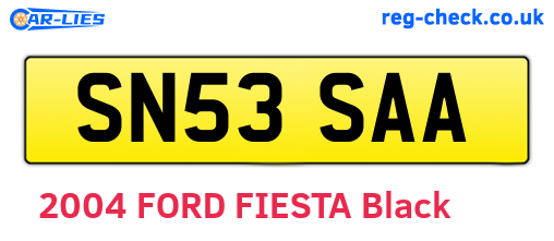 SN53SAA are the vehicle registration plates.