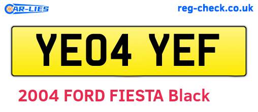 YE04YEF are the vehicle registration plates.