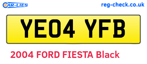 YE04YFB are the vehicle registration plates.
