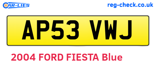 AP53VWJ are the vehicle registration plates.