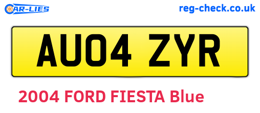 AU04ZYR are the vehicle registration plates.