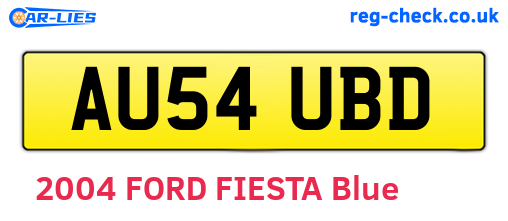 AU54UBD are the vehicle registration plates.