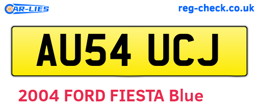 AU54UCJ are the vehicle registration plates.