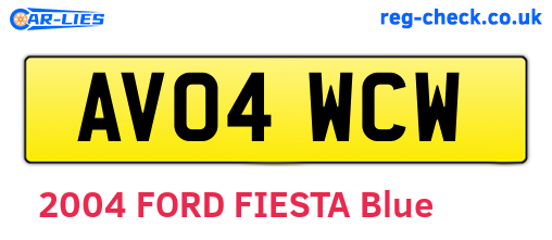 AV04WCW are the vehicle registration plates.