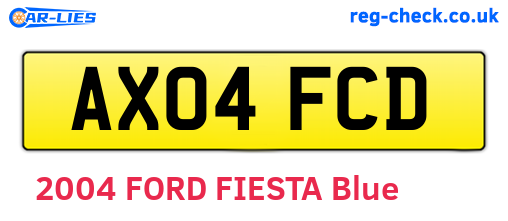 AX04FCD are the vehicle registration plates.