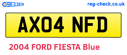 AX04NFD are the vehicle registration plates.