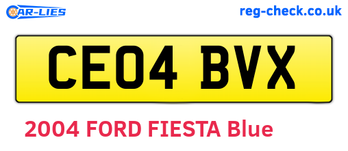 CE04BVX are the vehicle registration plates.