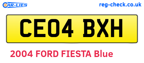CE04BXH are the vehicle registration plates.