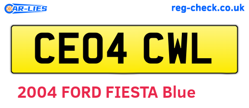 CE04CWL are the vehicle registration plates.