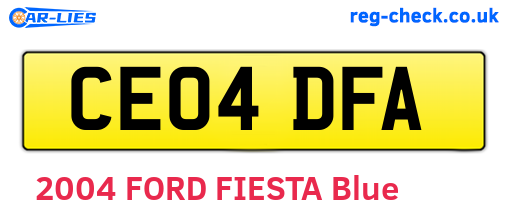 CE04DFA are the vehicle registration plates.