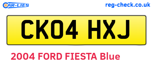 CK04HXJ are the vehicle registration plates.