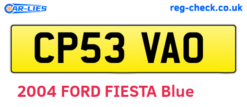 CP53VAO are the vehicle registration plates.