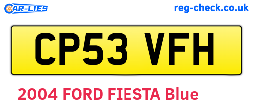CP53VFH are the vehicle registration plates.