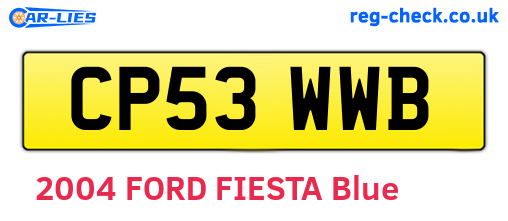 CP53WWB are the vehicle registration plates.