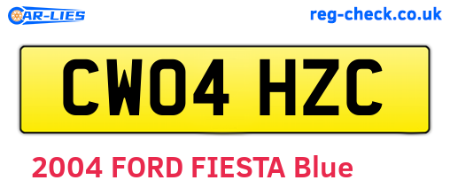 CW04HZC are the vehicle registration plates.