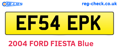 EF54EPK are the vehicle registration plates.