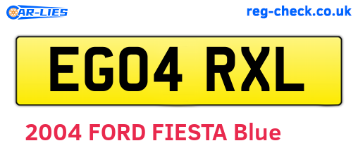 EG04RXL are the vehicle registration plates.