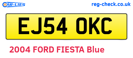 EJ54OKC are the vehicle registration plates.