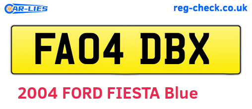 FA04DBX are the vehicle registration plates.