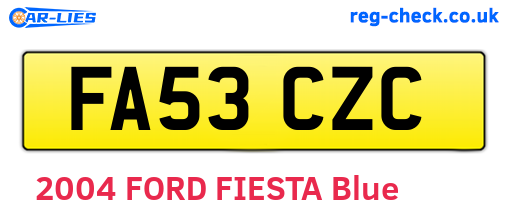 FA53CZC are the vehicle registration plates.
