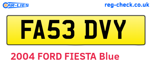 FA53DVY are the vehicle registration plates.