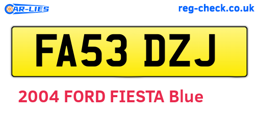 FA53DZJ are the vehicle registration plates.