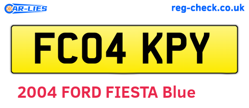 FC04KPY are the vehicle registration plates.