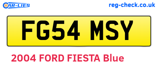 FG54MSY are the vehicle registration plates.