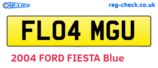 FL04MGU are the vehicle registration plates.