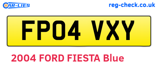 FP04VXY are the vehicle registration plates.