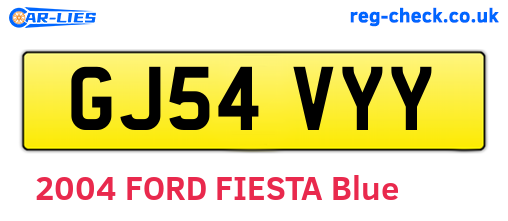 GJ54VYY are the vehicle registration plates.