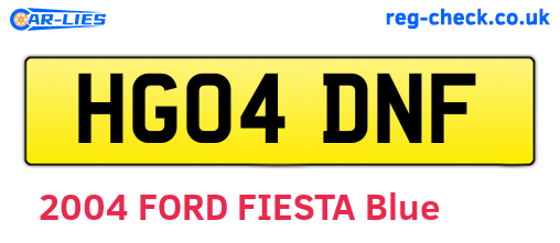 HG04DNF are the vehicle registration plates.