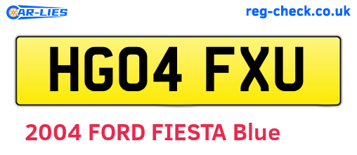HG04FXU are the vehicle registration plates.