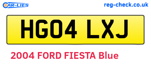 HG04LXJ are the vehicle registration plates.