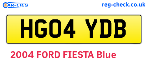 HG04YDB are the vehicle registration plates.
