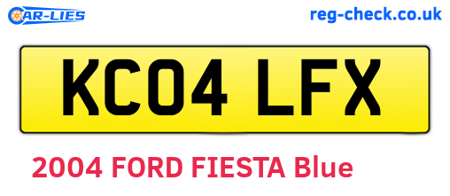 KC04LFX are the vehicle registration plates.