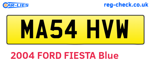 MA54HVW are the vehicle registration plates.