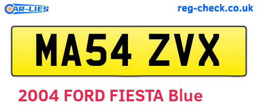 MA54ZVX are the vehicle registration plates.