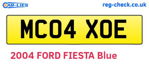 MC04XOE are the vehicle registration plates.
